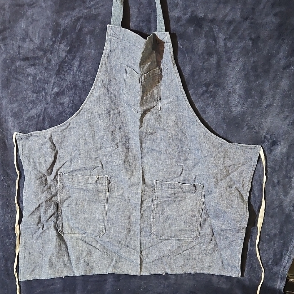 Vintage Denim Apron with Pockets
